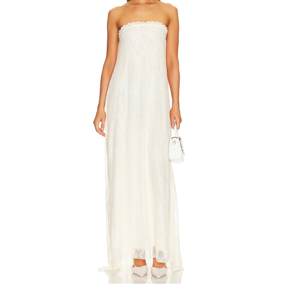 WeWoreWhat Strapless Lace Maxi